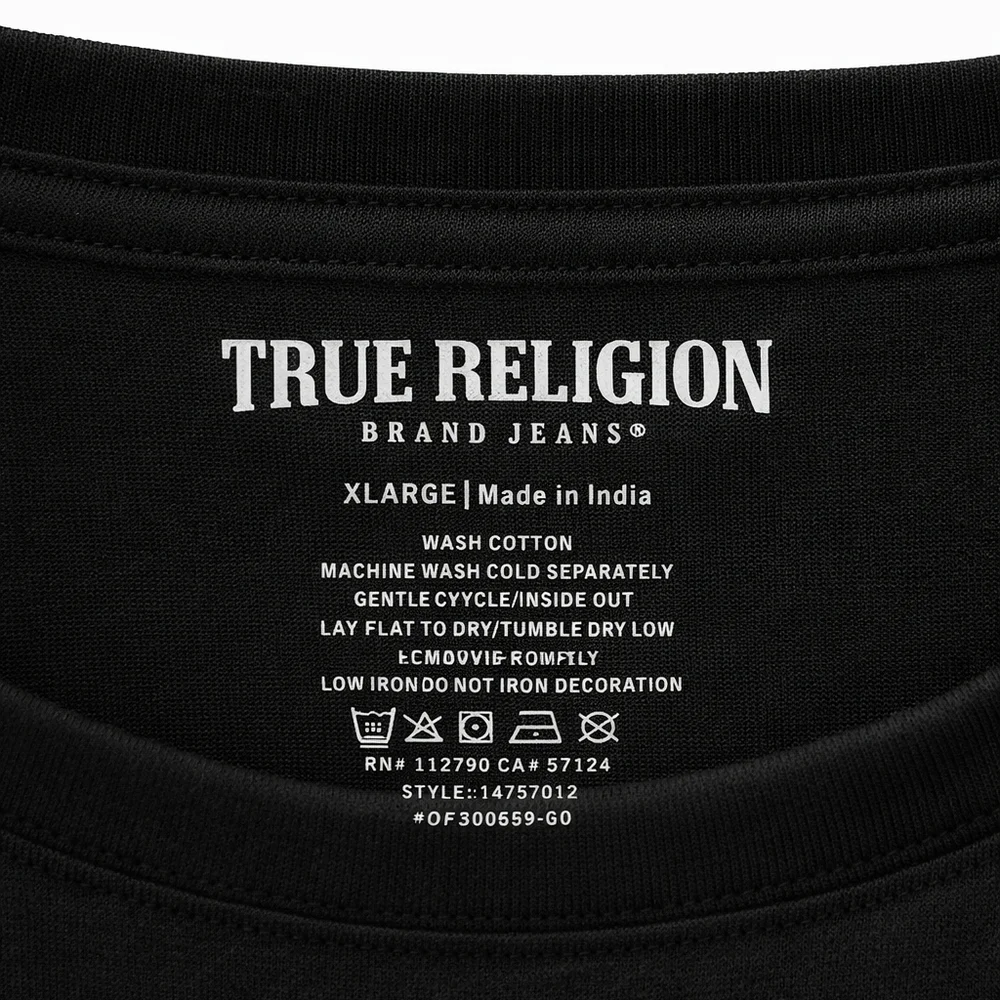 True Religion Black Tee with Gold Graphic